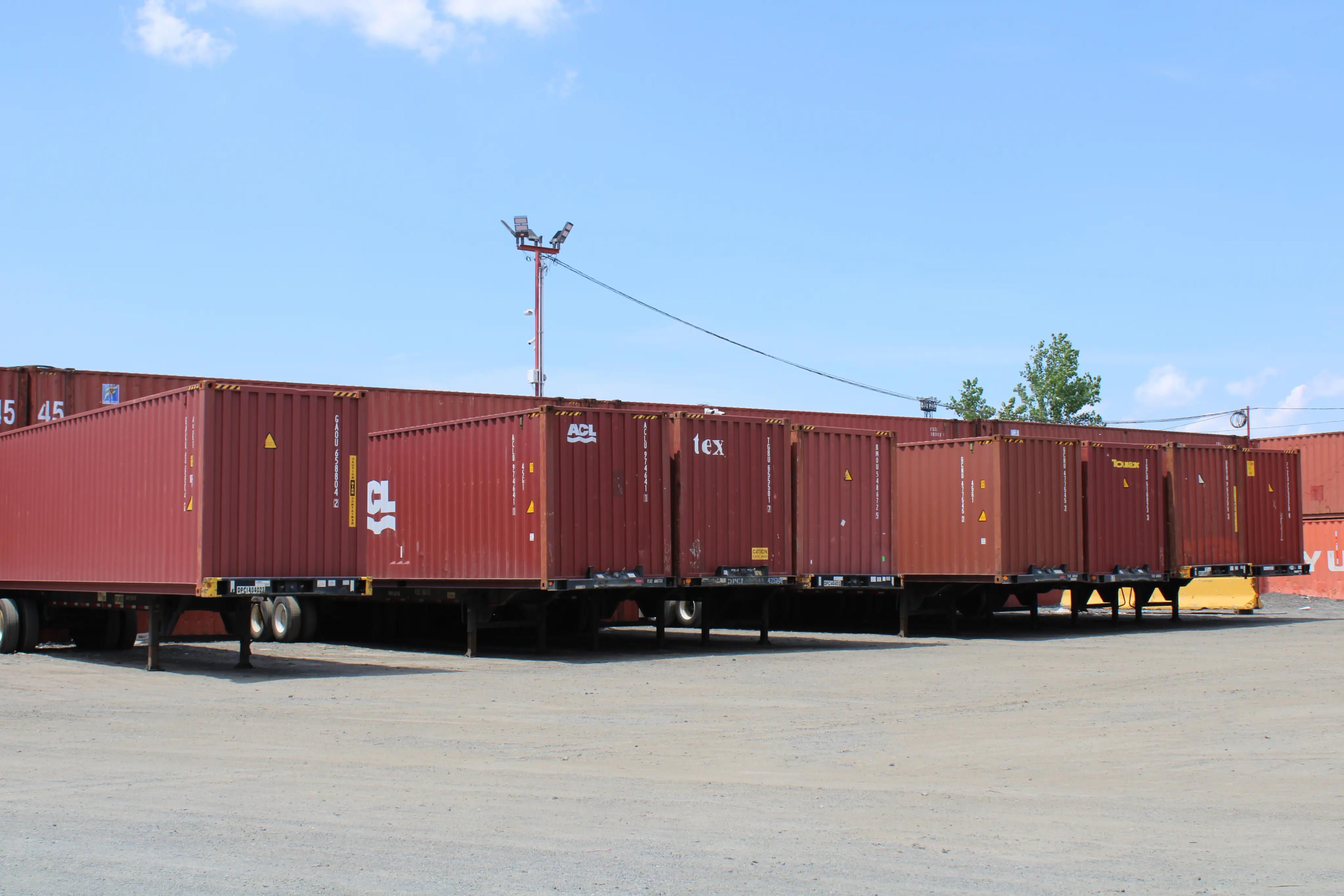 A truck from an intermodal transportation trucking company serving New Jersey
