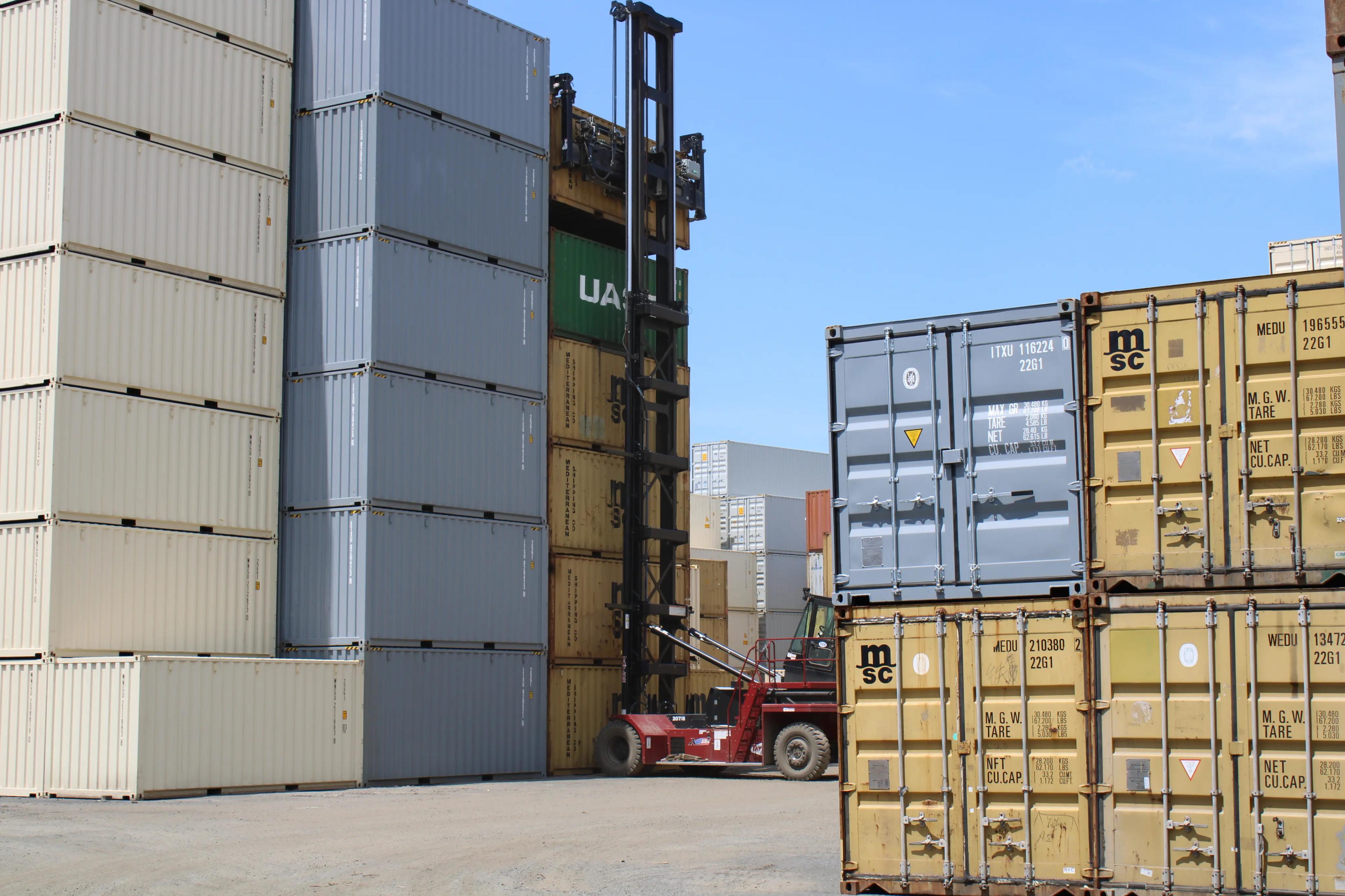 A truck from an intermodal transportation trucking company serving New Jersey
